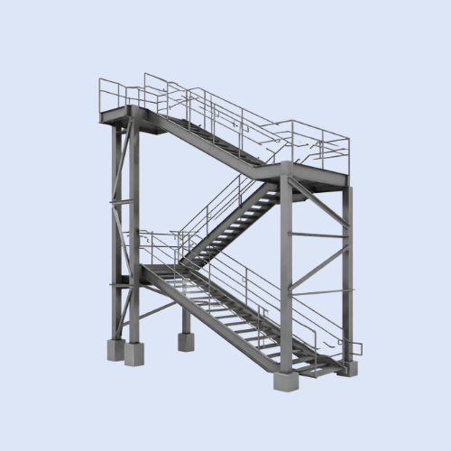 Steel plant interior industrial structure with conveyor system